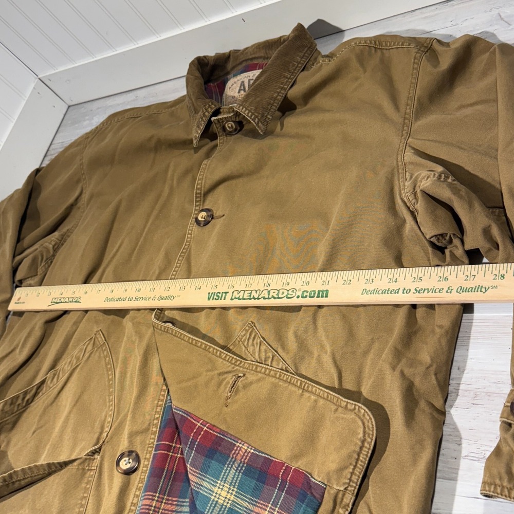 American Eagle Jacket Men XL Khaki Chore Barn Coat Flannel Lined Corduroy Collar - Picture 6 of 11